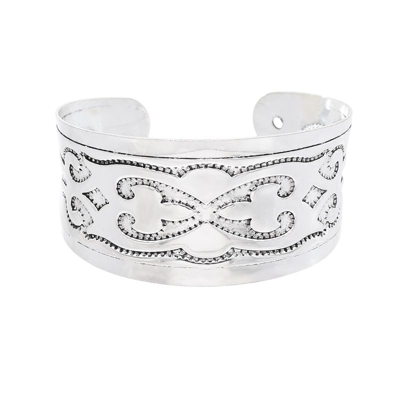 Braccialetto in argento Miao regolabile aperto con motivo intagliato e texture, molto venduto, per donna_voghion.com