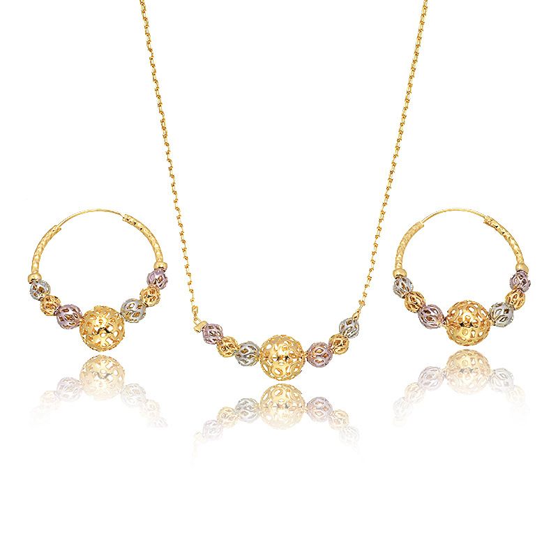 Collana e orecchini con perle multicolori scavate_voghion.com