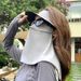 Cappello da sole con protezione UV completa, per donna, in seta ghiacciata, con colla nera, protezione per il collo integrata, maschera da ciclismo Gini_voghion.com