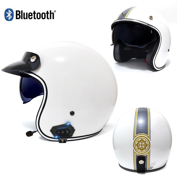 Retro 3/4 Motorcycle Helmet With Bluetooth – Lightweight ABS Shell, Detachable Mask & Vintage Styling For Men & Women (S-XXL)_voghion.com