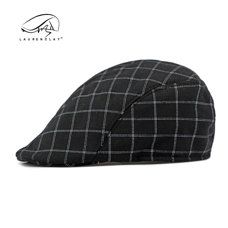 Cappello per uomo e donna, basco casual a quadri con becco d'anatra, berretto in stile britannico, primavera ed estate_voghion.com