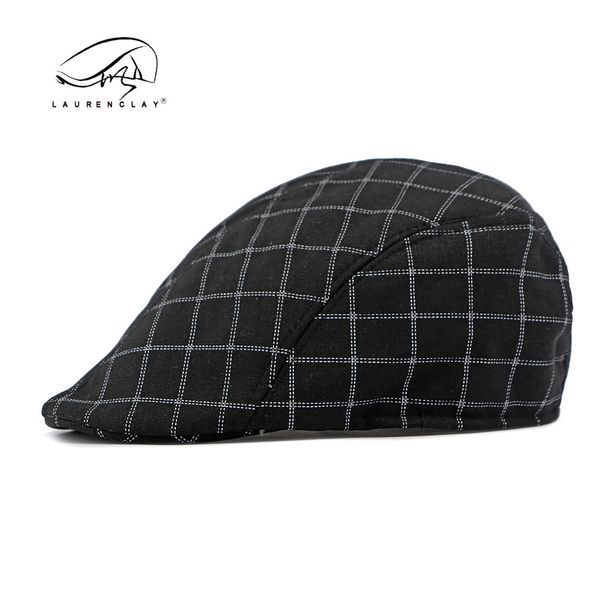 Cappello per uomo e donna, basco casual a quadri con becco d'anatra, berretto in stile britannico, primavera ed estate_voghion.com