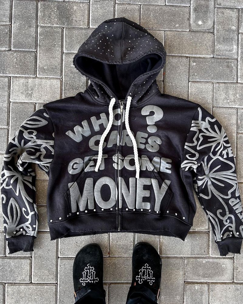 Felpa con cappuccio e zip con stampa di lettere Y2K - Streetwear unisex oversize con vibrazioni retrò, comoda ed elegante_voghion.com