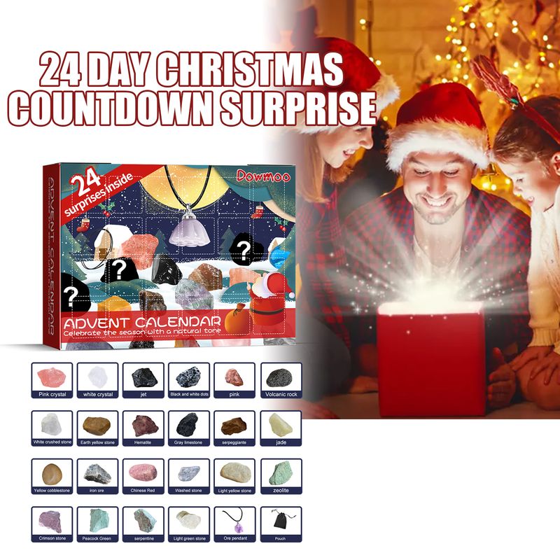 Dowmoo Christmas Advent Calendar Mineral Blind Box 24-Box Christmas Gift Toy Mineral Blind Box_voghion.com