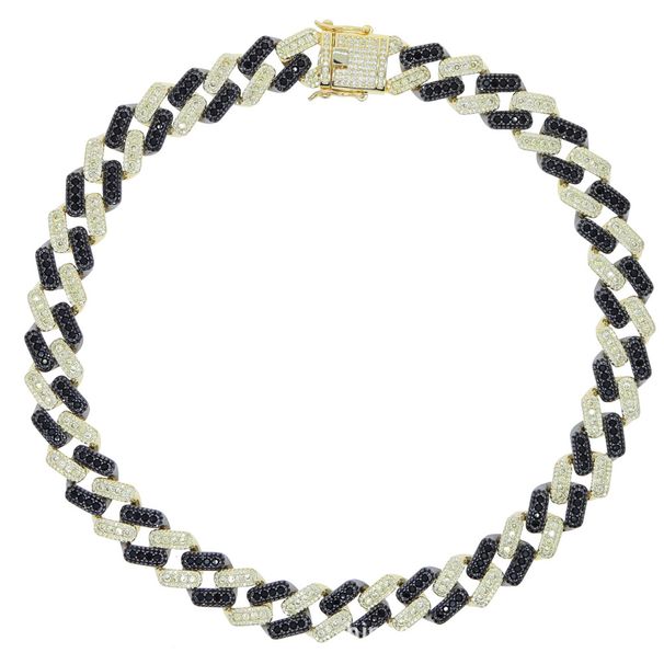 Hip Hop New 15mm Wide Two Color Cuban Chain Hip Hop Diamond Studded Full Diamond Men's Cuban Chain_voghion.com