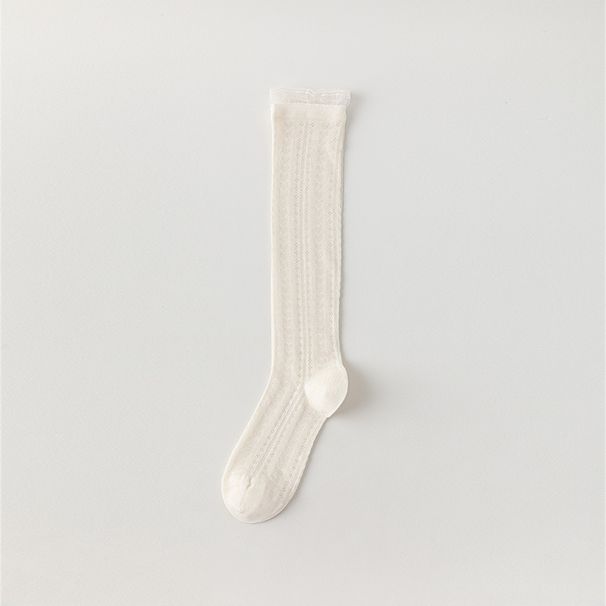 Women's Solid Color Calf Socks, Summer Thin Hollow Mesh Long Sweet Lace Ballet Style Socks, Seamless Socks_voghion.com