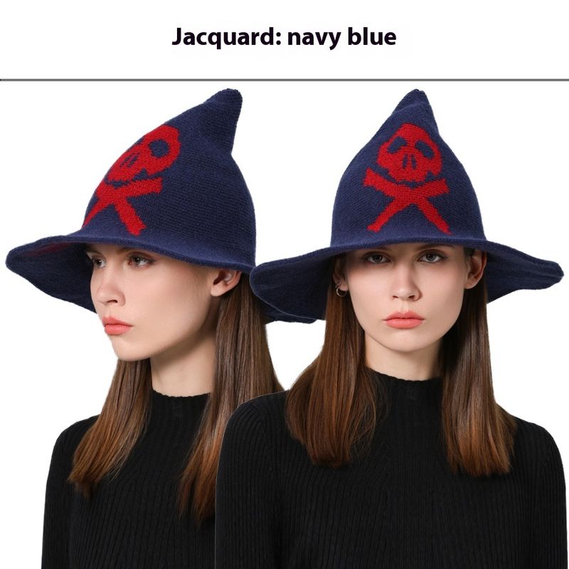 Halloween-hat med finurligt design, kranie-troldmandshat, grænseoverskridende europæisk og amerikansk tryllekunstner, foldbar heksehat_voghion.com