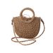 Beach Handwoven Simple Style Handbag Half-Round Straw Women's Tote Bag_voghion.com
