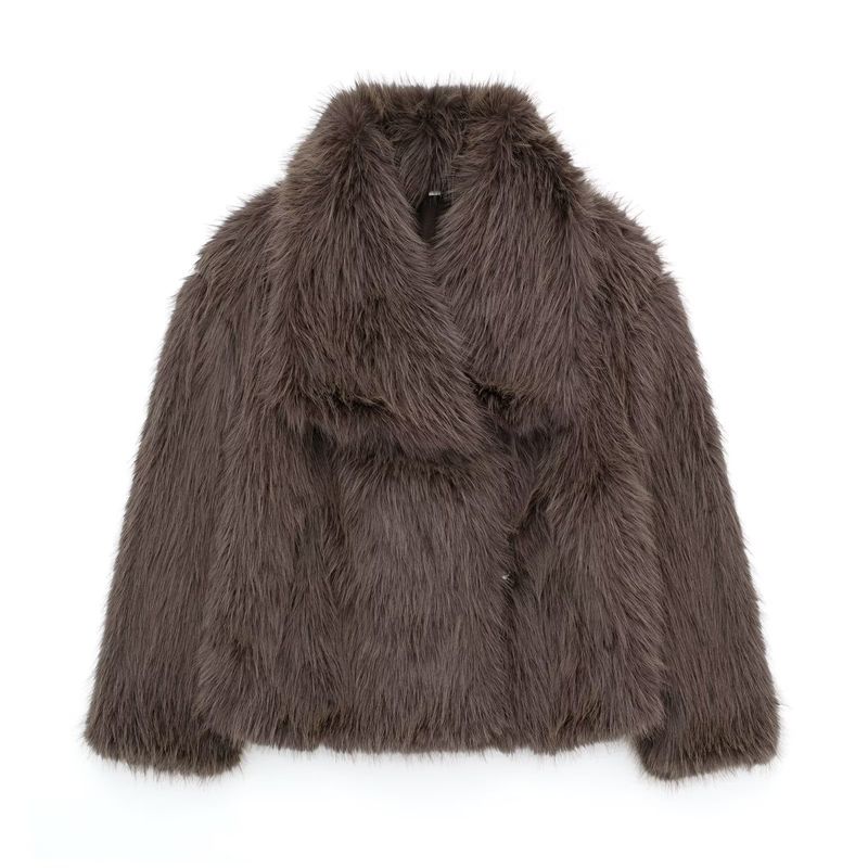 Women's Clothing thick lamb wool black coat women's winter 2024 new wool fur_voghion.com