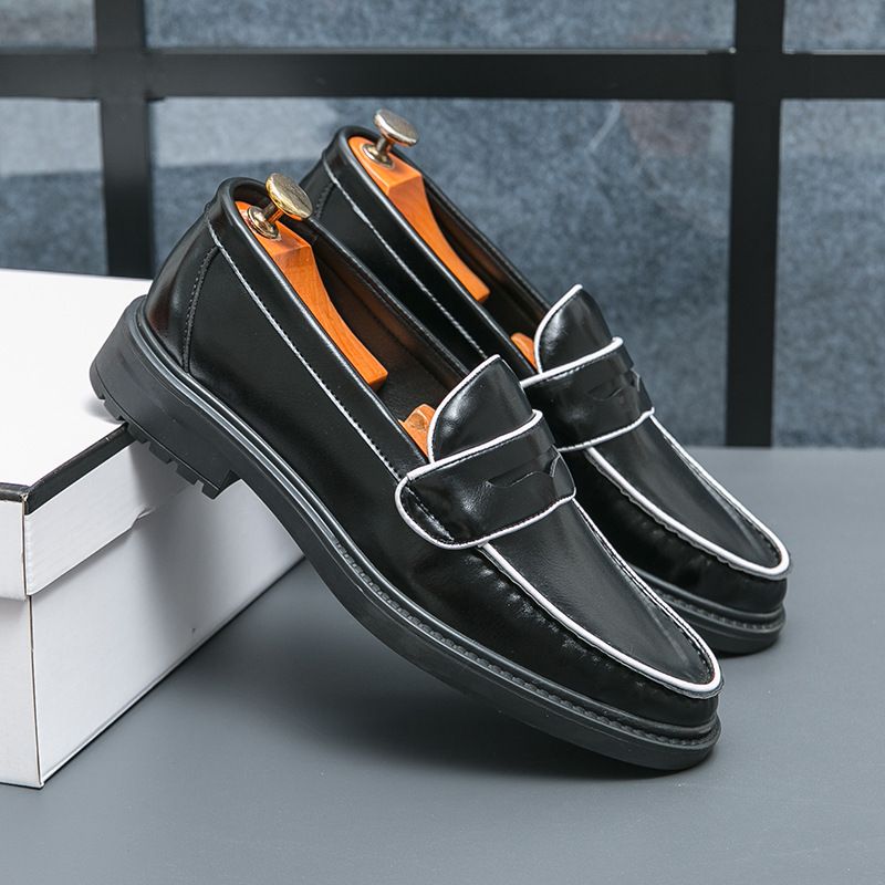 Unschlagbare Qualität Herren Neue Casual Herrenmode Britischer Business-Trend Leder Le Fu Bräutigam Schuhe_voghion.com