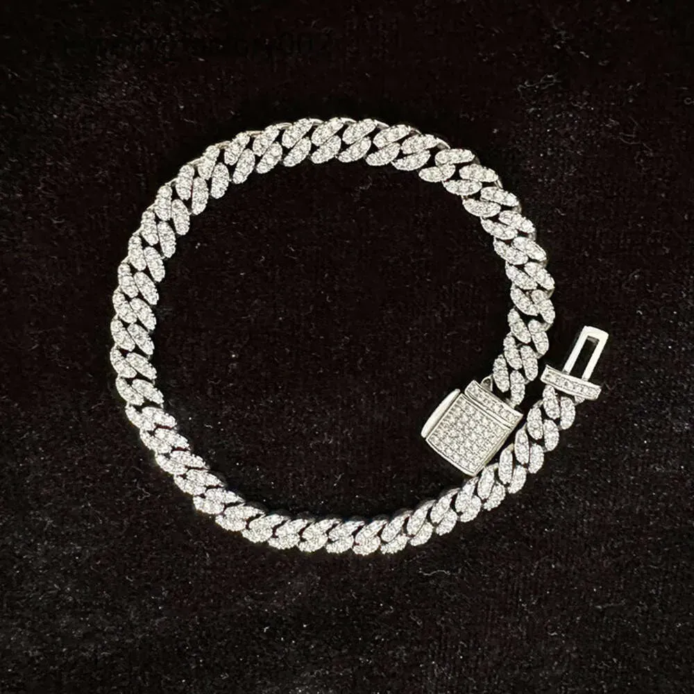 Bracciale a maglie cubane con moissanite VVS in argento sterling da 6 mm, gioielli da donna, collana con test del diametro_voghion.com