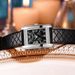 Elegant Square Retro Quartz Watch For Women - Vintage Minimalist Leather Strap Wristwatch With Diamond Pattern Dial Commuting Niche Belt Watch_voghion.com