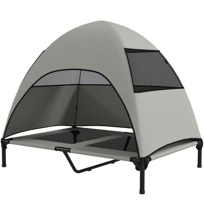 Hundeliege Outdoor Mit Dach Für Große Hunde, 106x99cm, Hellgrau_voghion.com