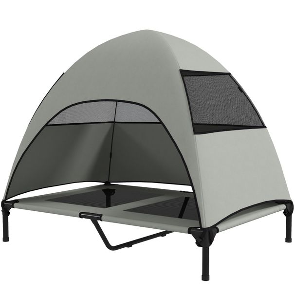 Hundeliege Outdoor Mit Dach Für Große Hunde, 106x99cm, Hellgrau_voghion.com