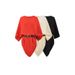 Women's Round Neck Belted Knit Sweater – Oversized Asymmetrical Hem (Big Red/Black/Off-White, One Size)_voghion.com