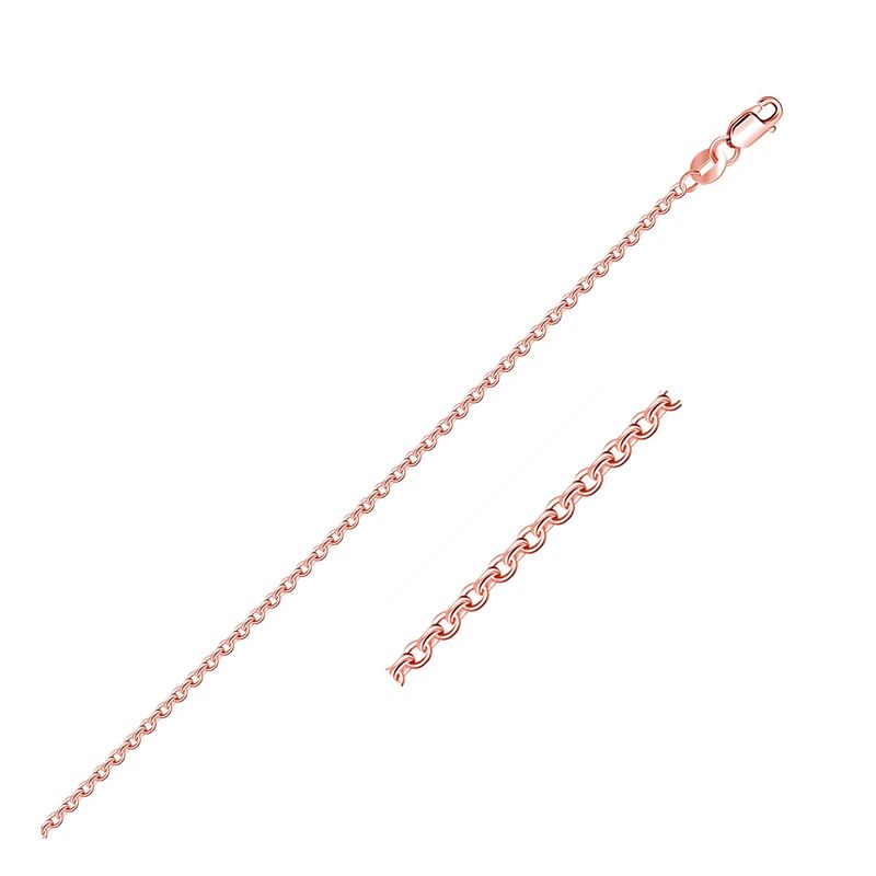 14k Rose Gold Diamond Cut Cable Link Chain 1.3mm_voghion.com