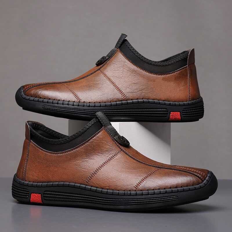 Men Casual Patent Leather Synthetic Leather Comfortable Wingtip Office Party Footgear_voghion.com