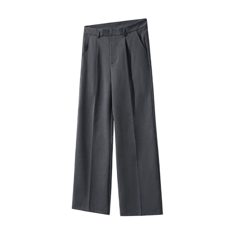 Pantaloni casual larghi e dritti da uomo, nuovi pantaloni casual a gamba larga, a pieghe, linea ad A, da uomo, tendenza Cleanfit_voghion.com