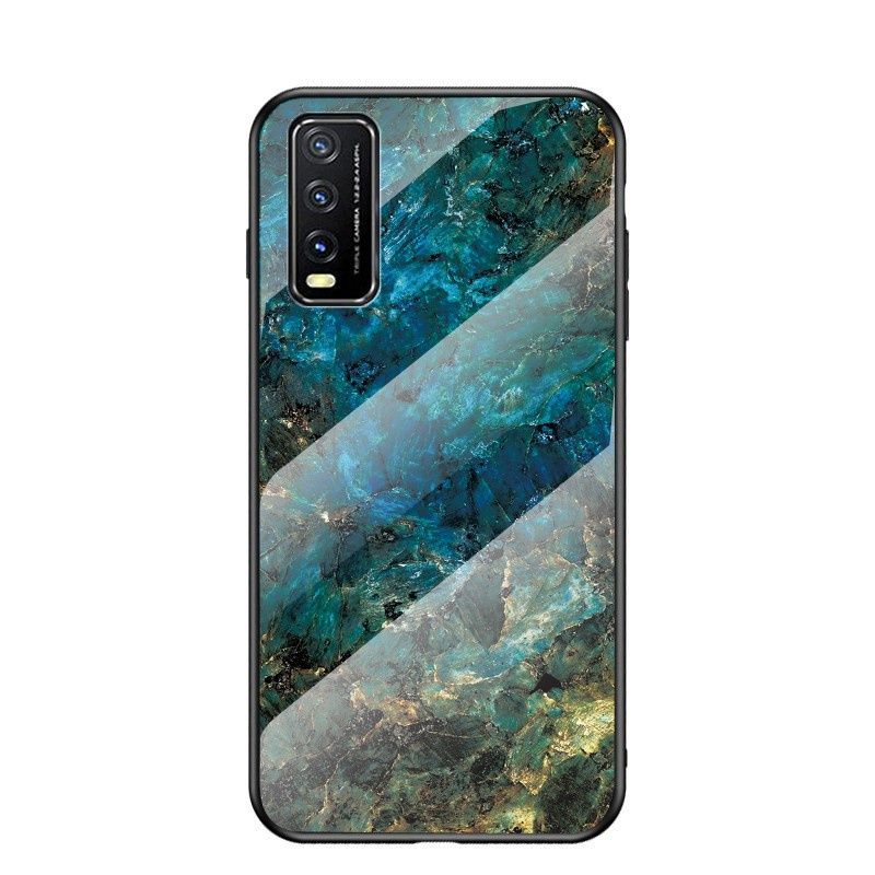 Vivo Y12S 2021 Y20 Y20S Y20i Y30 Y50 Case Luxury Marble Tempered Glass Hard Hybrid Protective Case Cover_voghion.com