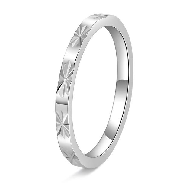 Zhouquan Faceted Jewelry Pirinç Çiçeği Yığılabilir Titanyum Çelik İşaret Parmağı Solmayan İnce Yüzük Kadınlar İçin_voghion.com
