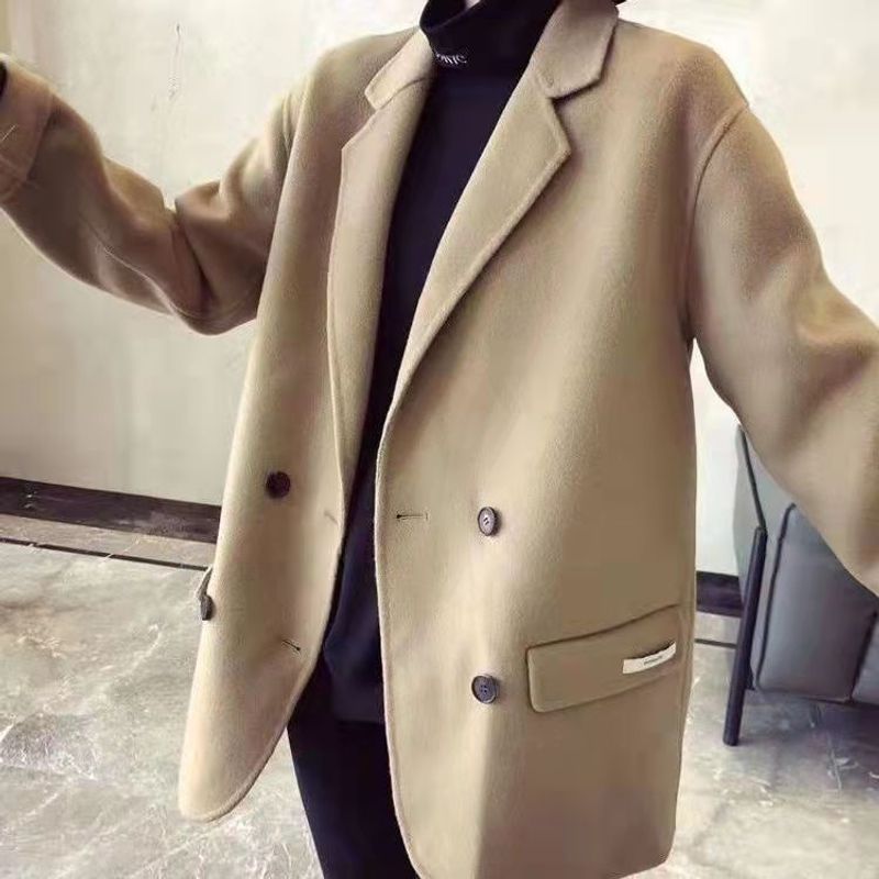 Damenbekleidung Neben der Saison Herbst karierter kleiner Anzug doppelseitiger Kaschmirmantel Temperament Damen kleiner High-End-Wollmantel_voghion.com
