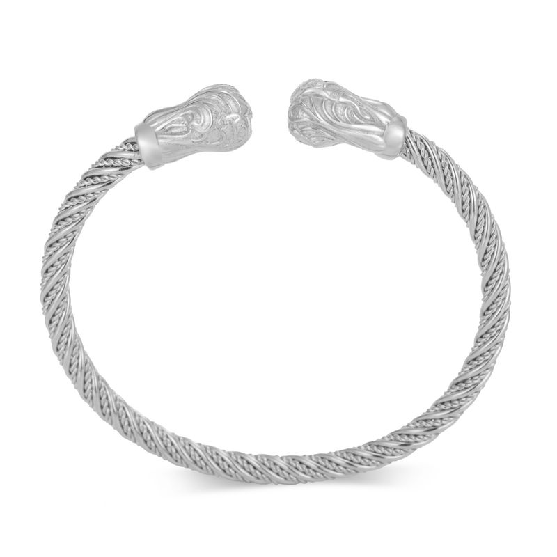 Pulsera abierta de acero inoxidable con cabeza de dragón de titanio en forma de C para hombre, estilo hip hop punk_voghion.com