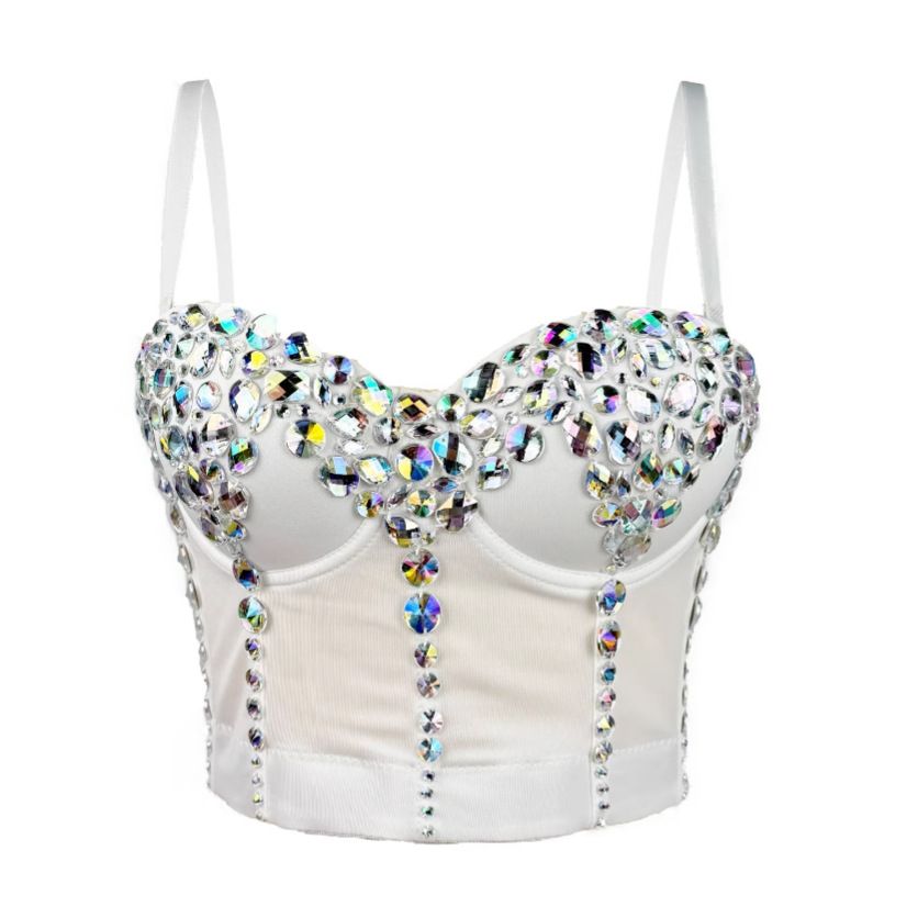 Colorful diamond acrylic, halter top, outer fishbone corset_voghion.com