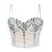 Colorful diamond acrylic, halter top, outer fishbone corset_voghion.com