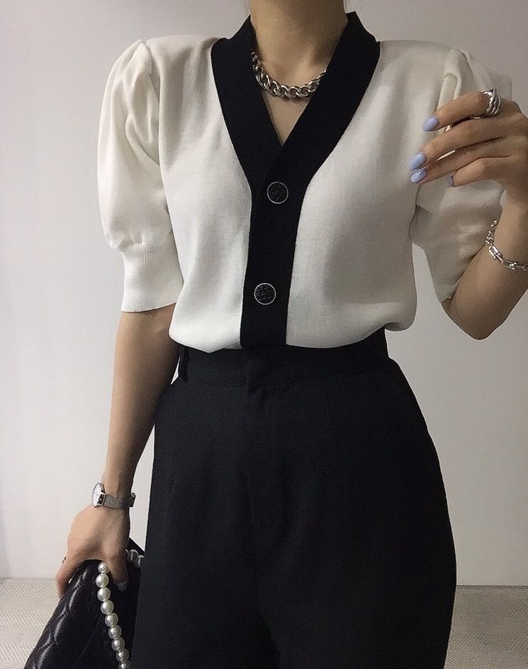 Women's outer wear slim knitted cardigan short-sleeved jacket for women_voghion.com