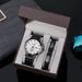 Watch Gift Set Summer New Men's Watch Set, Casual Simple Leather Bracelet 2 Piece Set With Calendar Quartz Watch_voghion.com