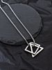 Collana con ciondolo in acciaio al titanio, motivo geometrico quadrato e triangolo, per uomo e donna, stile hip hop, versatile, semplice e alla moda._voghion.com