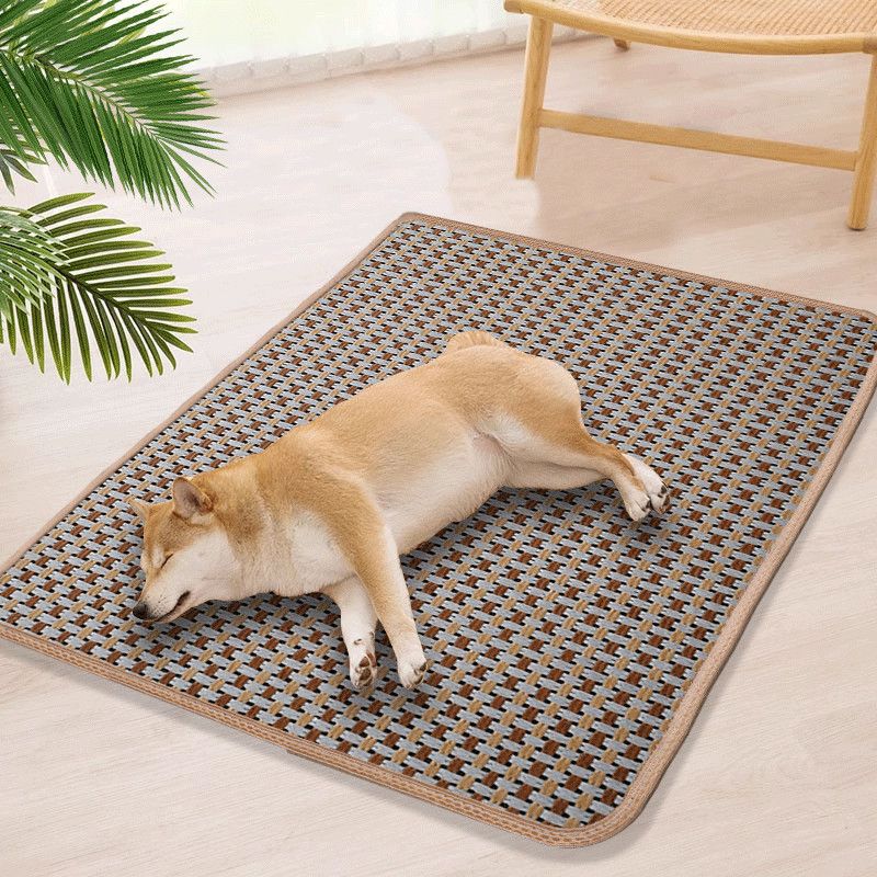 Pet Rattan Woven Cooling Summer Bed Ice Pad Dog Mat For Sleeping_voghion.com