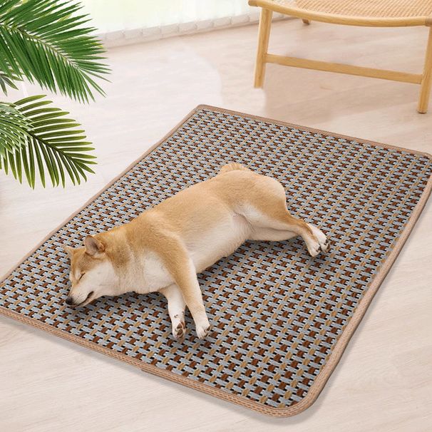 Pet Rattan Woven Cooling Summer Bed Ice Pad Dog Mat For Sleeping_voghion.com