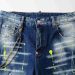 Herren Patchwork-Jeansshorts mit Rissen, Sommer, Knöpfe, Fly, Stretch-Jeans, Streetwear, Used-Look, bemalte Reithose mit_voghion.com