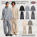 001 2025 Autumn Winter New Vintage Retro Terry Stand Collar Half-Zip Set Loose Trendy Brand Washed Sweatshirt Pants_voghion.com