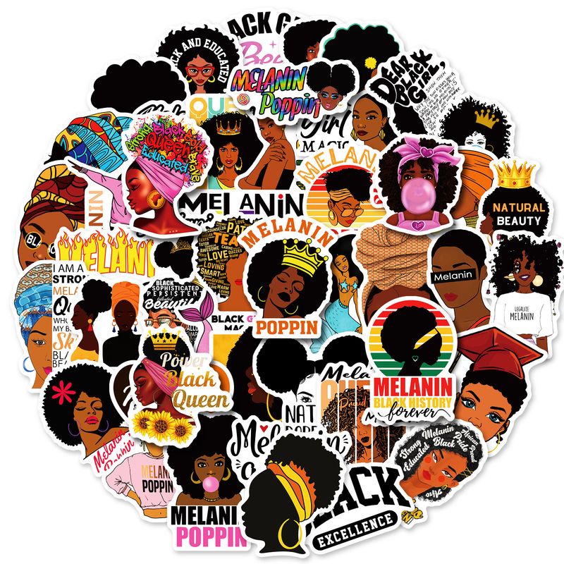 Stationery Sticker personality luggage inspirational expression cartoon funny little black sister stickers_voghion.com