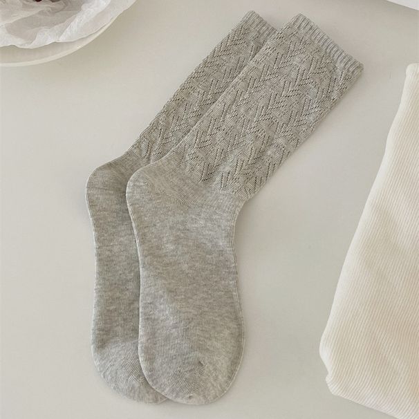 Chic Diamond Knit Mesh Crew Socks – Breathable Cotton & Seamless Design – Elegant Solid Colors – Stackable & Versatile – Fall Fashion Essential_voghion.com