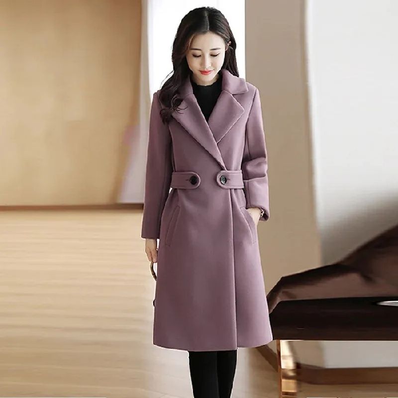 Über Knie Woolen Mantel frauen Mittleren länge 2023 Neue Herbst/Winter Verdickt Temperament Slim Fit Woolen Mantel_voghion.com