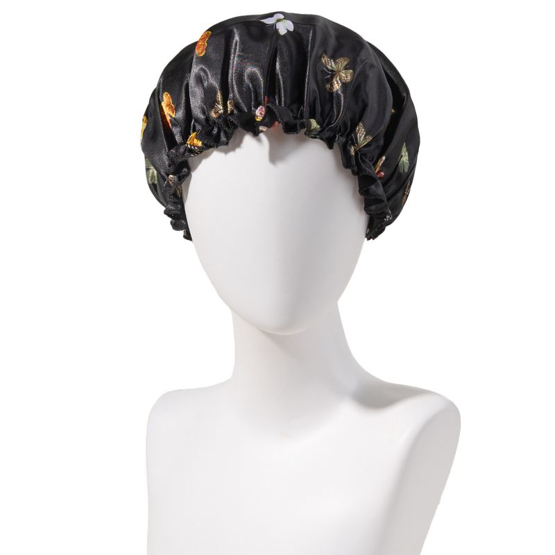 Neue Duschhaube Cross Border Heißer Verkauf Single Layer Satin Schlafmütze Modedruck Haarpflegekappe Waschkappe Spot_voghion.com