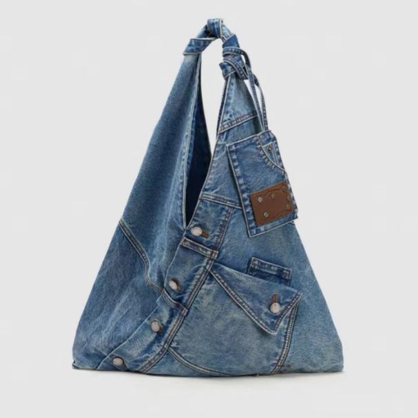 lightweight Multifunctional Washed Denim Commuter Shoulder Bag Lazy Style Fashionable Versatile_voghion.com