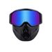 Unisex Motorcycle Goggles With Detachable Face Mask - Black Frame & Interchangeable Lenses For Off-Road, Cycling, And Outdoor Sports_voghion.com