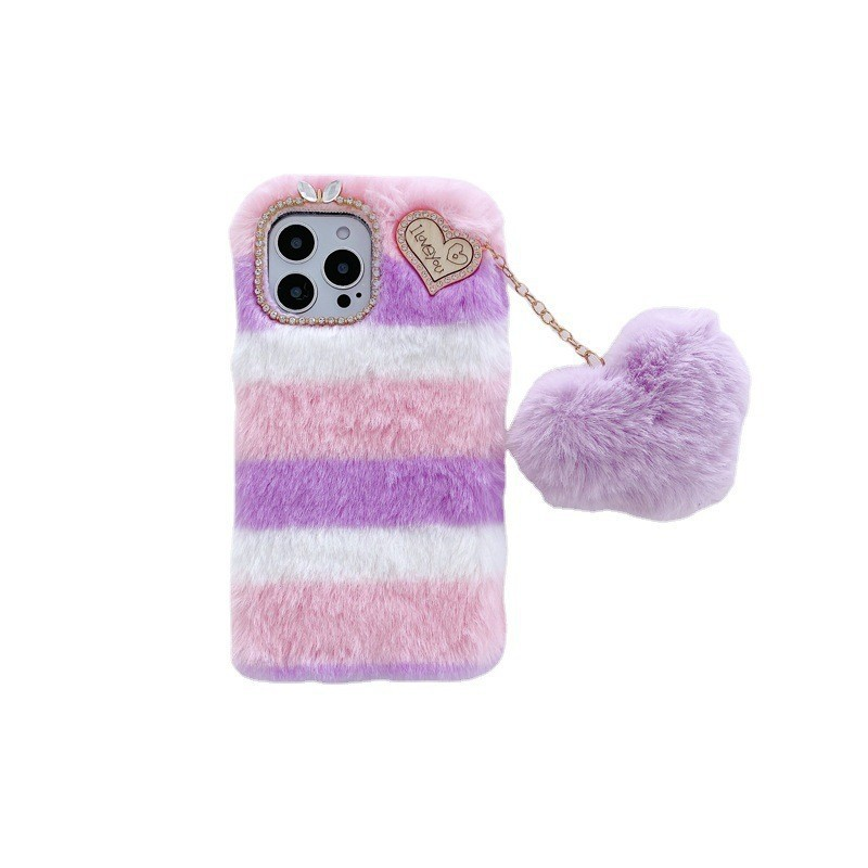 Plush pendant love suitable for iphone13 apple 12promax mobile phone case XR/11 solid color girl 78p soft_voghion.com