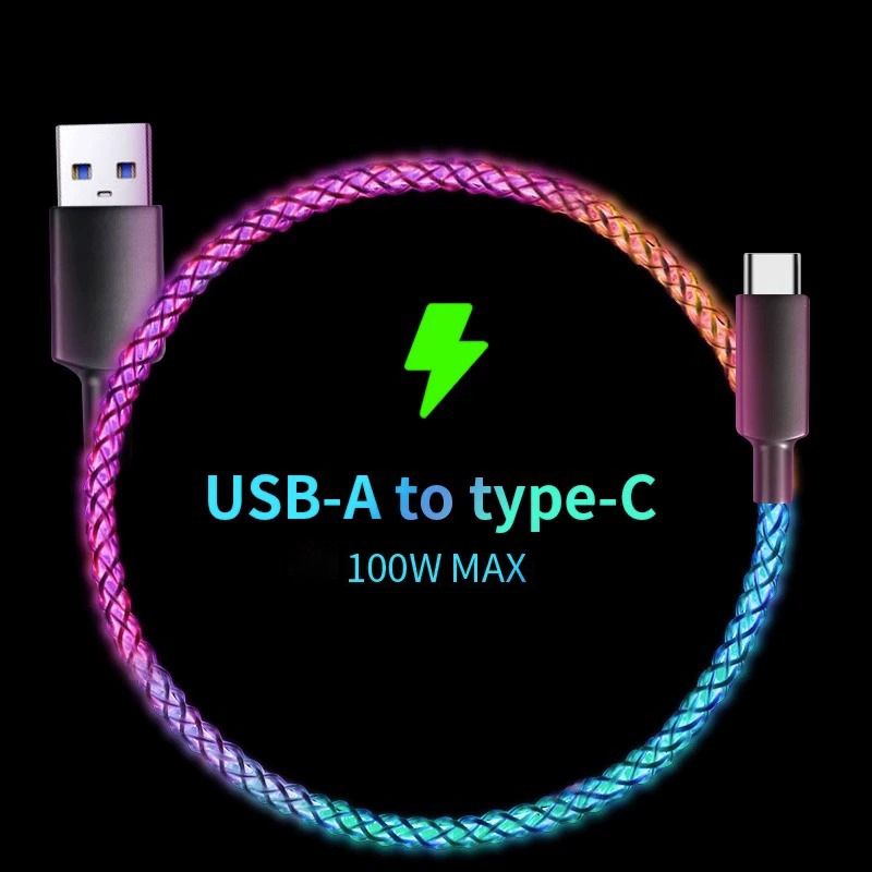 RGB Luminous Data 100W Super Flash Type-C Charger PD Fast Charging Dual Head TypeC Color Gradient Suitable For 27W_voghion.com