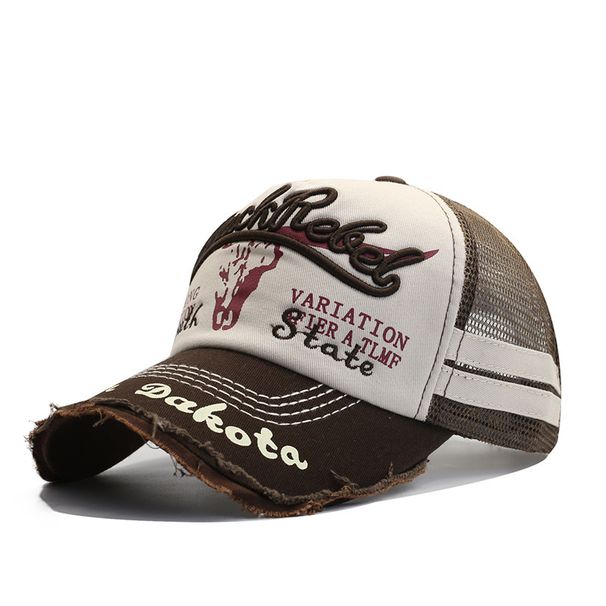 Herrenhüte New Style Washed Mesh Baseball Cap Herren Frühlings- und Sommermode Bull Head Pattern Letter Embroidered Duckbill Cap Mesh Cap_voghion.com