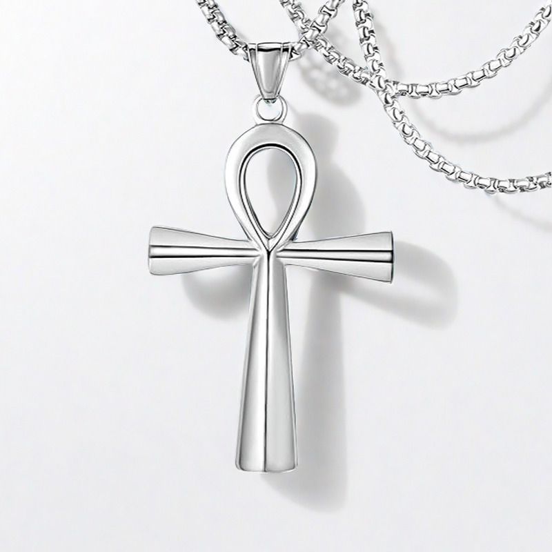 Collana unisex in acciaio al titanio con ciondolo versatile in acciaio inossidabile con croce in oro di alta qualità_voghion.com
