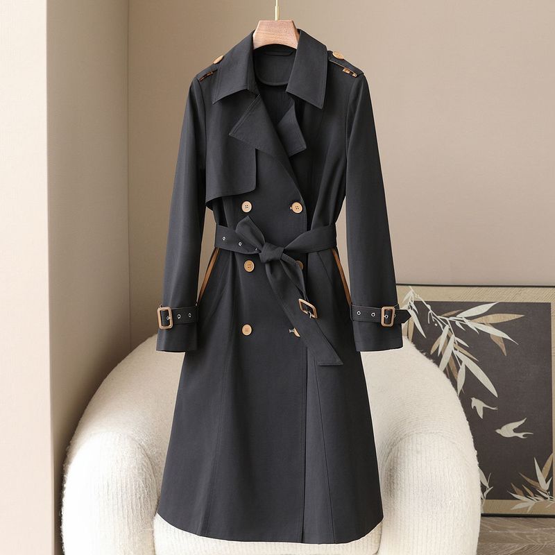 "Elegante giacca a vento in stile coreano per donna - Cappotto lungo primaverile con collo alto, capospalla leggero ed elegante"_voghion.com