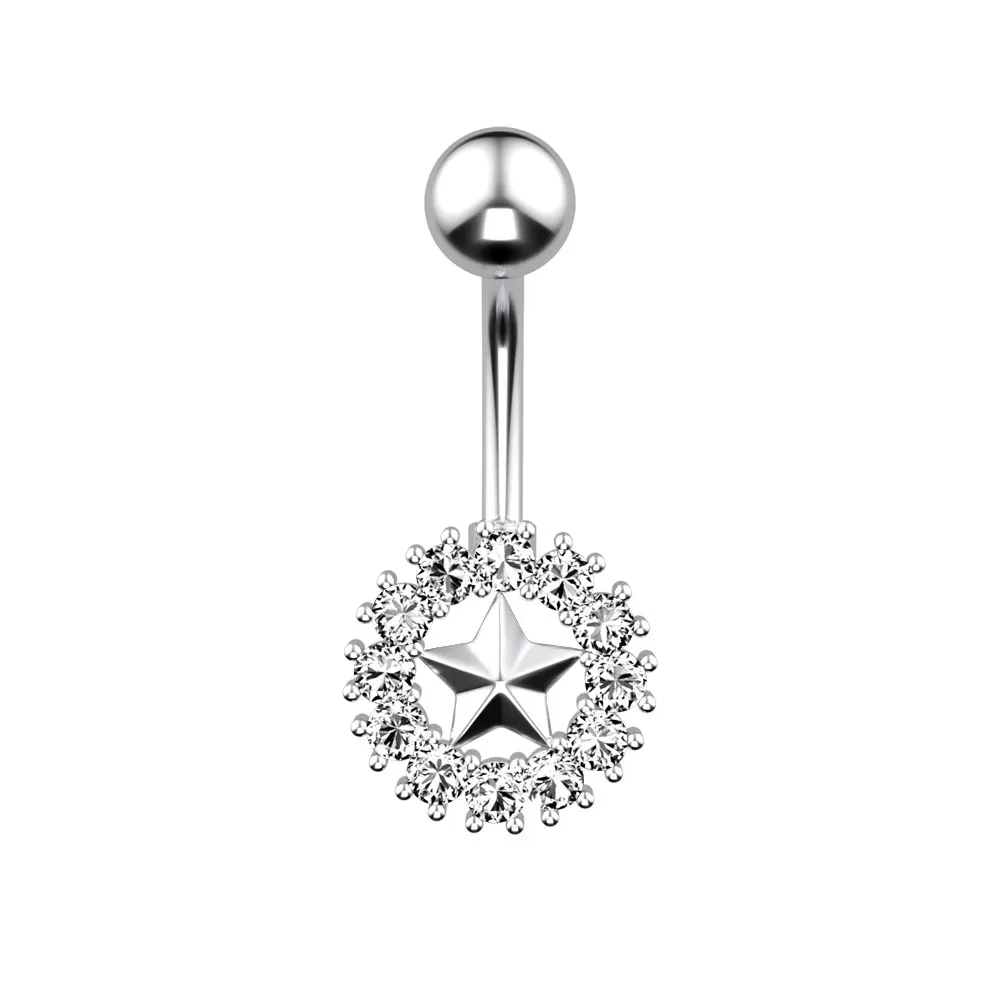 Piercing a stella, diametro 6, anelli per ombelico, anallergico, in acciaio inossidabile, per donna, top corto estivo da spiaggia_voghion.com