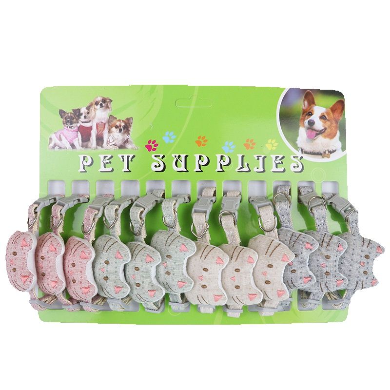 New minimalist head shaped tie cat collar multi color random pet tie_voghion.com