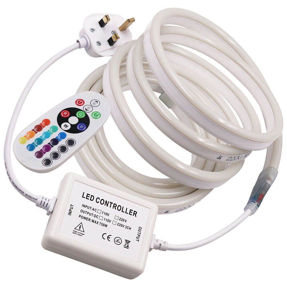 Bande lumineuse LED fluo RVB flexible 220 V 240 V pour éclairage intérieur et extérieur_voghion.com