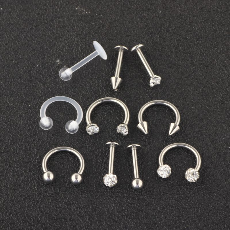 Ensemble de piercing corporel 10 pièces, bijoux de piercing, clou de nez, anneau de nez, boucles d'oreilles, clou d'oreille, CARTILAGE_voghion.com